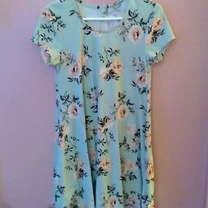 Mint Green and Pink Floral Dress